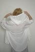 WOOD BUTTON CHILL OUT HOODIE -WHITE-